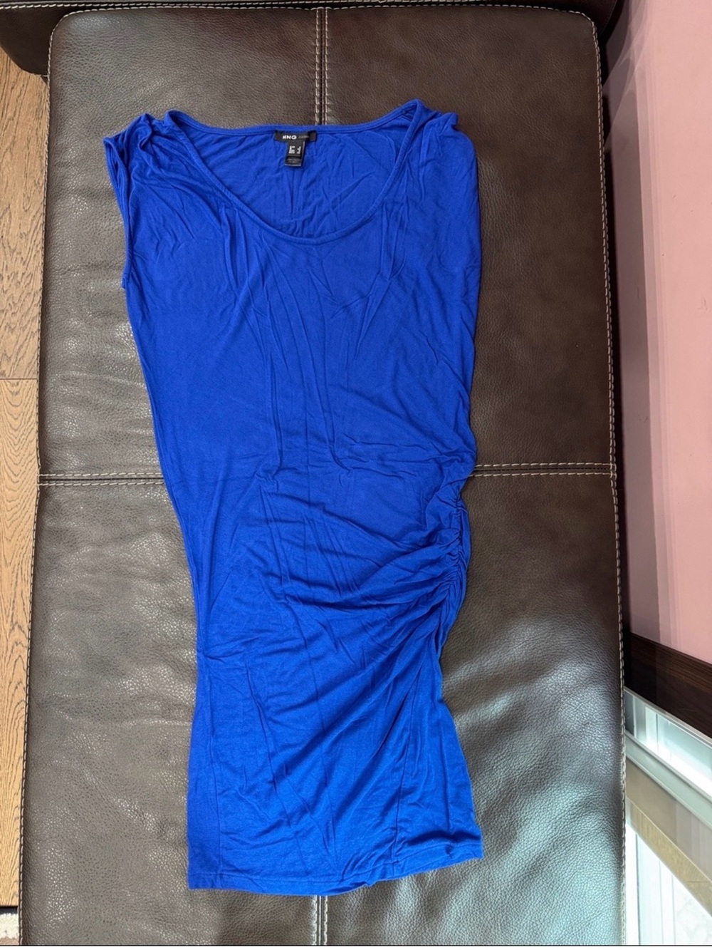 Women's Royal Blue Ruched Side Scoop Dress